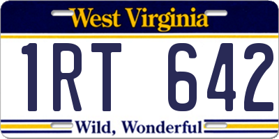 WV license plate 1RT642