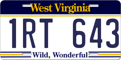 WV license plate 1RT643