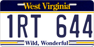 WV license plate 1RT644