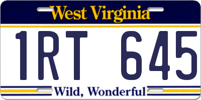 WV license plate 1RT645