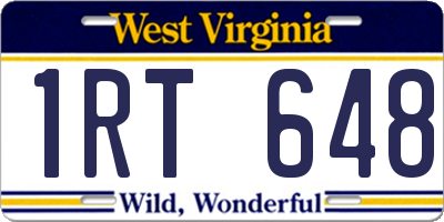 WV license plate 1RT648