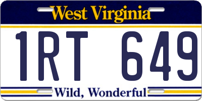 WV license plate 1RT649