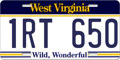 WV license plate 1RT650