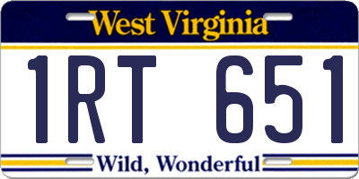 WV license plate 1RT651