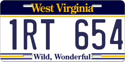 WV license plate 1RT654