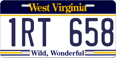 WV license plate 1RT658