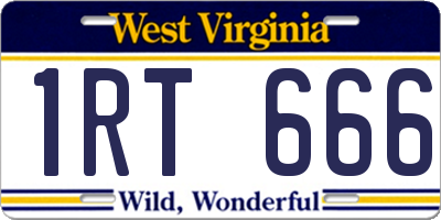 WV license plate 1RT666