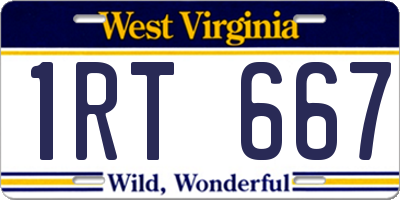 WV license plate 1RT667