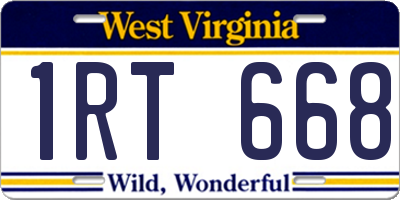 WV license plate 1RT668