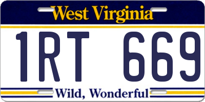 WV license plate 1RT669