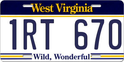 WV license plate 1RT670