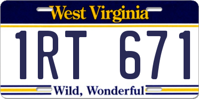 WV license plate 1RT671