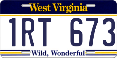 WV license plate 1RT673