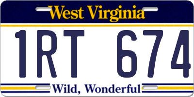 WV license plate 1RT674