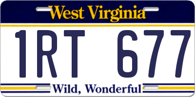 WV license plate 1RT677