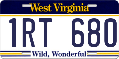 WV license plate 1RT680
