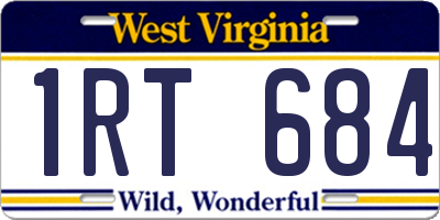 WV license plate 1RT684