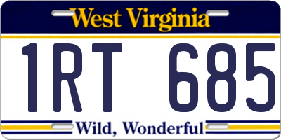 WV license plate 1RT685