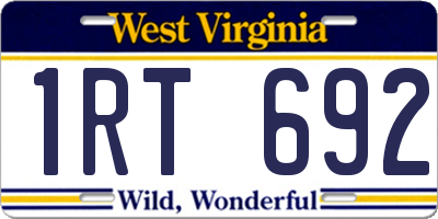 WV license plate 1RT692