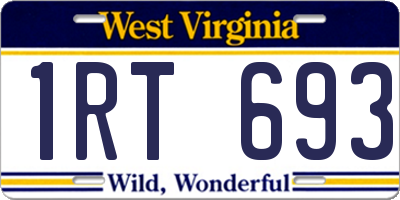 WV license plate 1RT693