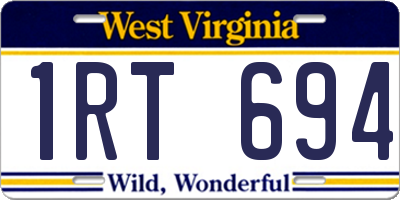 WV license plate 1RT694