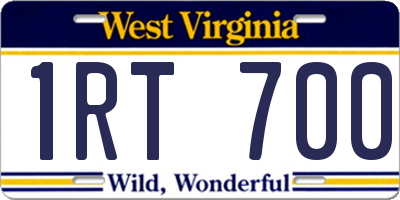 WV license plate 1RT700