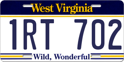 WV license plate 1RT702
