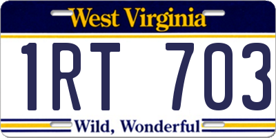 WV license plate 1RT703