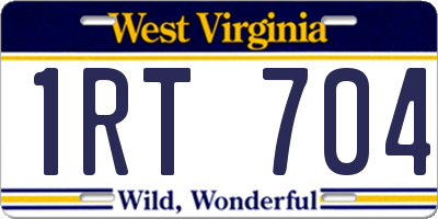 WV license plate 1RT704