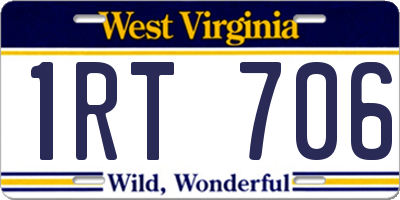 WV license plate 1RT706
