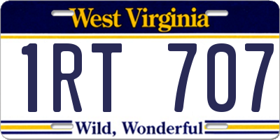 WV license plate 1RT707