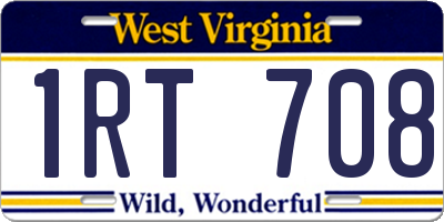 WV license plate 1RT708