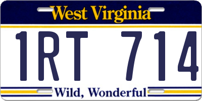 WV license plate 1RT714