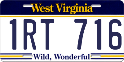 WV license plate 1RT716