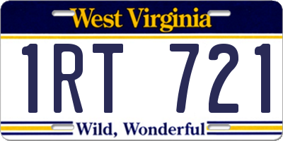 WV license plate 1RT721