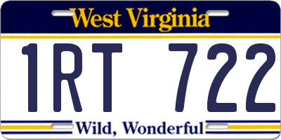 WV license plate 1RT722