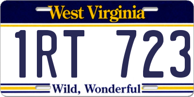 WV license plate 1RT723