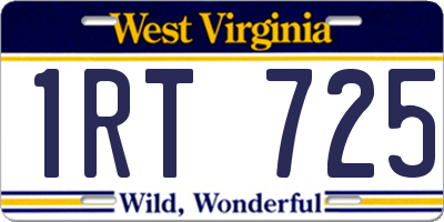 WV license plate 1RT725