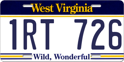 WV license plate 1RT726