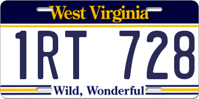 WV license plate 1RT728