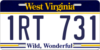 WV license plate 1RT731