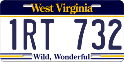 WV license plate 1RT732