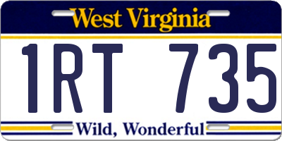 WV license plate 1RT735