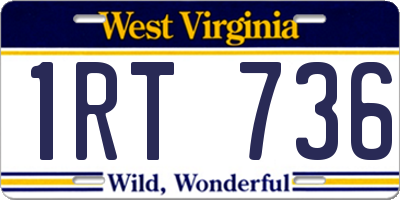 WV license plate 1RT736