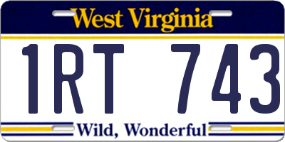 WV license plate 1RT743