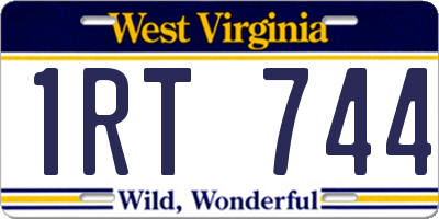 WV license plate 1RT744