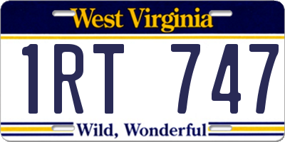WV license plate 1RT747