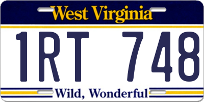 WV license plate 1RT748
