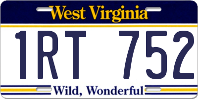 WV license plate 1RT752