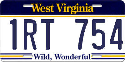 WV license plate 1RT754